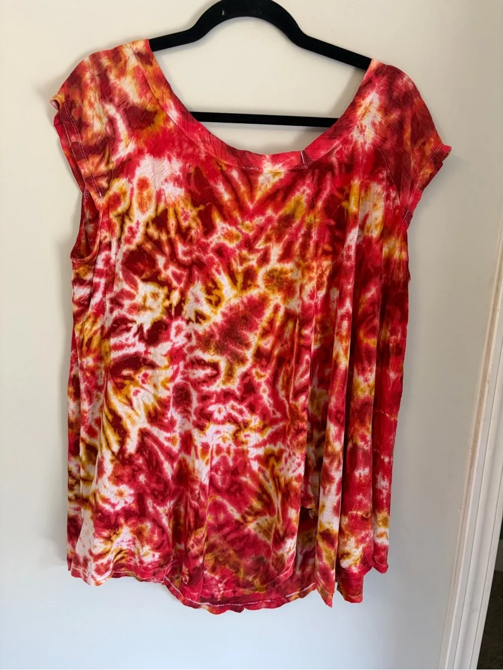 Free People Tie-Dye Cap Sleeve Top lightweight size small oversize flowy
